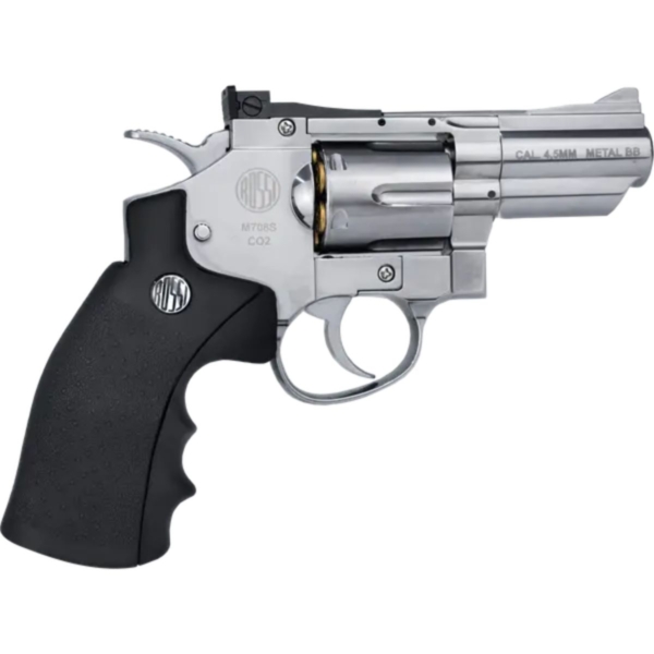 Revólver De Pressão Co2 2" 4,5mm Niquelado 708S + 5 Cápsulas De Co2 + Esfera De Aço 4,5mm
