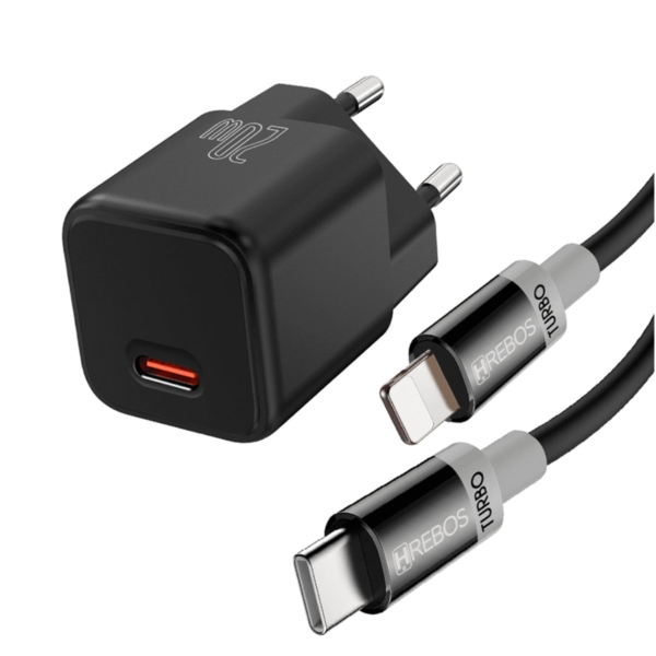 Kit Carregador 20W Hrebos Usb-C/Lightning - HS-387i