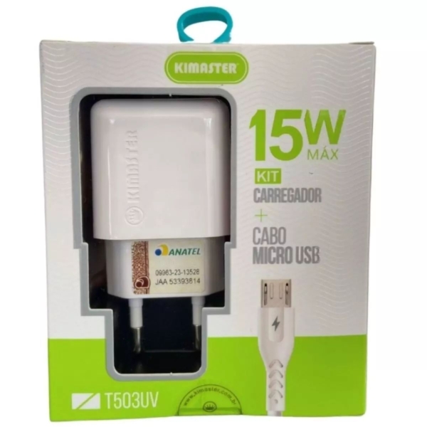 Kit Carregador Celular 3.1A Kimaster Turbo Micro Usb V8 - T503Uv