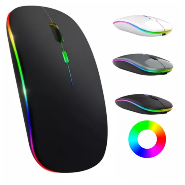 Mouse S/ Fio Recarregável Com Led RGB