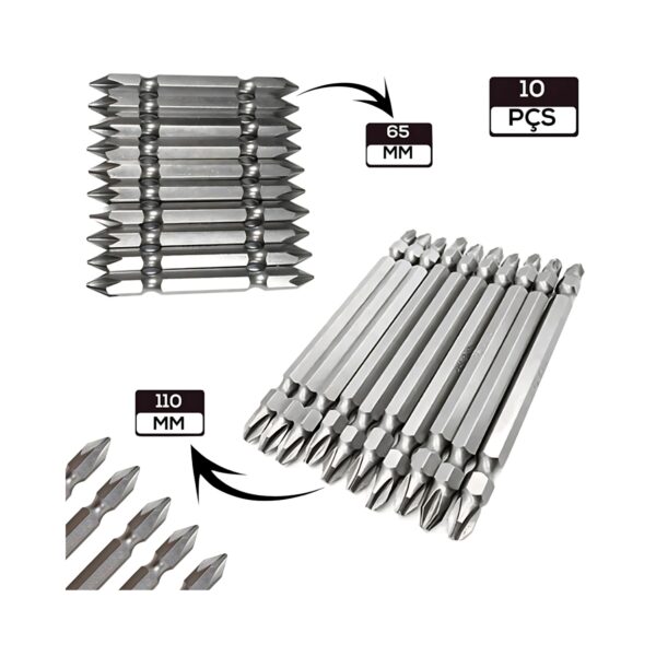 Kit C/ 10 Peças de Pontas Duplas Magnéticas 65mm - SQ-4203 - Imagem 3