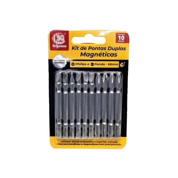 Kit C/ 10 Peças de Pontas Duplas Magnéticas 65mm - SQ-4203 - Imagem 2