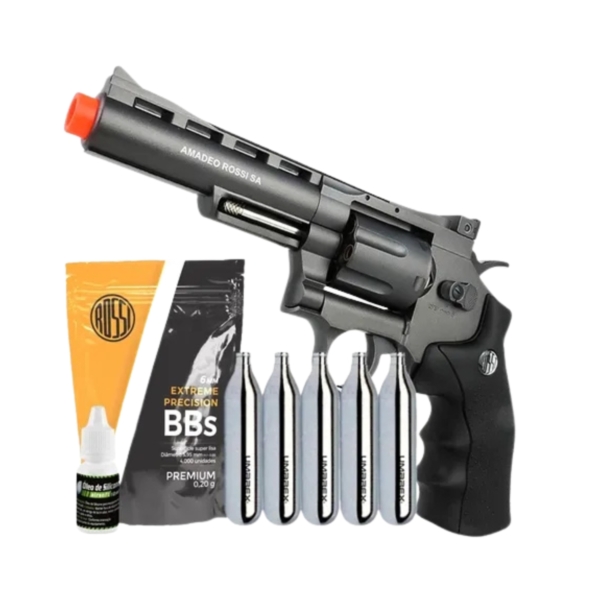 Revólver De Pressão Co2 4" 6mm M701 + 5 Cápsulas De Co2 + Esfera De Aço 6mm