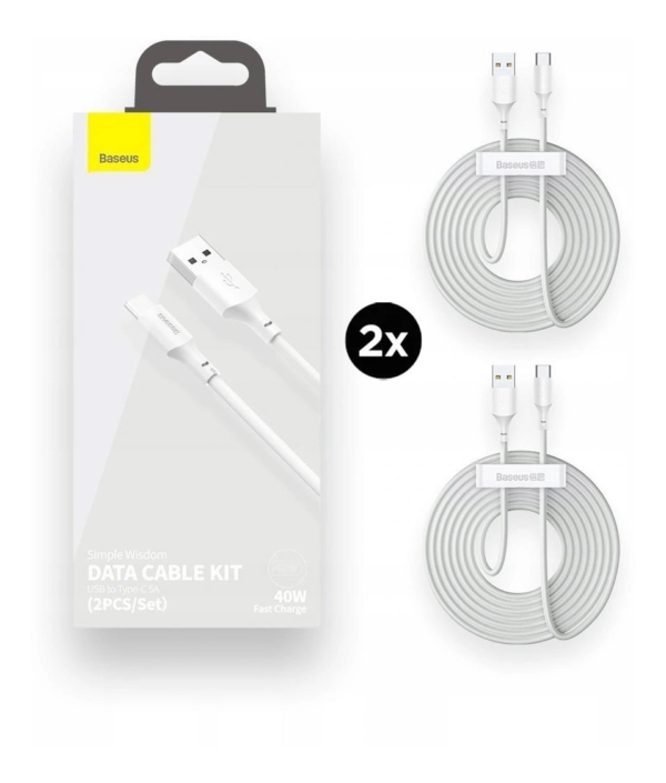 Cabo Carregador Baseus Kit C/ 2 Unidades Usb/Type-C 5A 40w -Tzcatzj-02