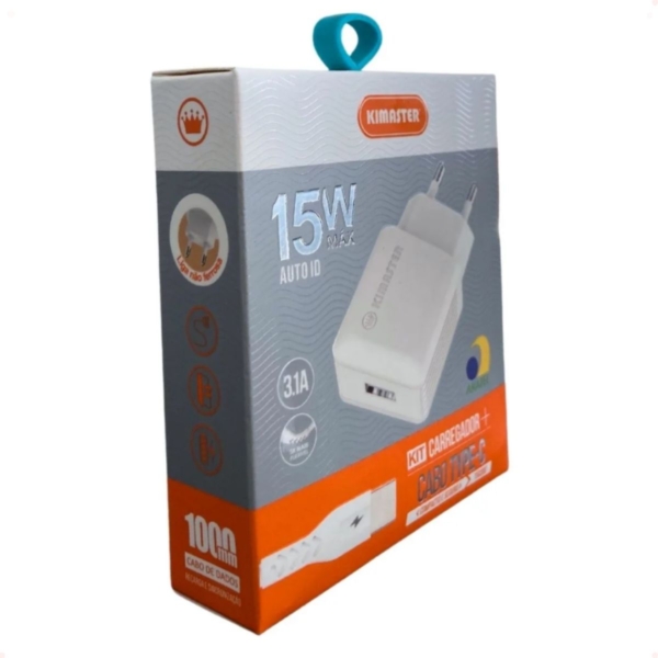Kit Carregador Celular 3.1A Kimaster Turbo Type-C - T503UC/T108UC