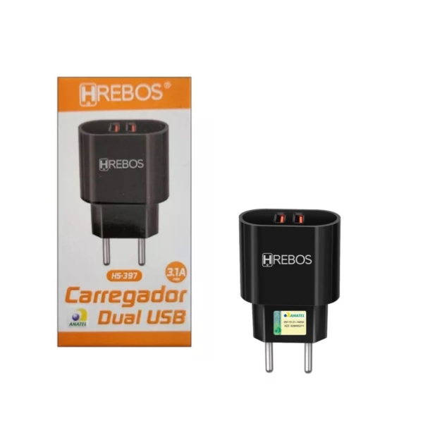 Fonte Doméstica Hrebos 2Usb 2.4A - HS-397