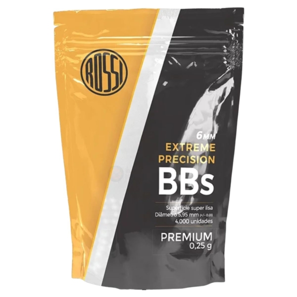 Munição De Airsoft Esfera Plástica Bbs Rossi 6mm - 0,12 G Saco (1000 Un)