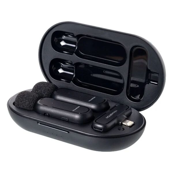 Microfone De Lapela C/ 2 Microfones Wireless Lightning - MK07 - Hmaston