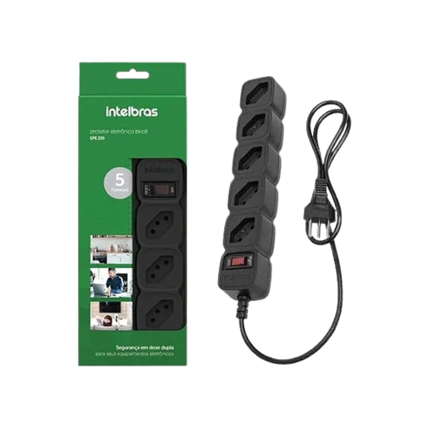 Filtro De Linha Intelbrás 5 Saídas EPE 205 - Preto - Uni Atacado