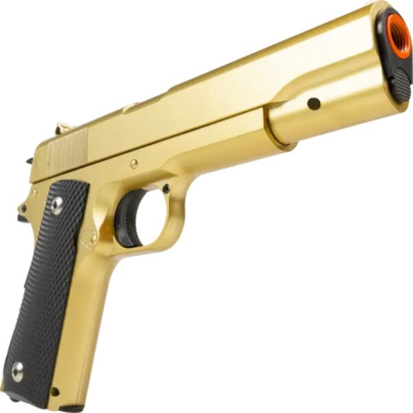 ba4c91c56c75735ebda7df445b86ae44.jpg Pistola De Pressão Mola Polímero Vg 1911 V14 Gold Metal + Esferas Bbs 6mm (150 Un)