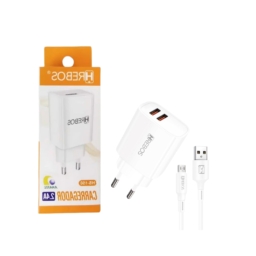 Kit Carregador Celular 2.4A Hrebos 2 USB - Micro Usb -V8 - CRG-214V