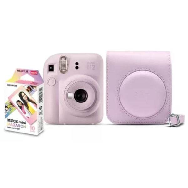 Kit Câmera Instax Mini 12 Bolsa + Filme - Lilás Candy