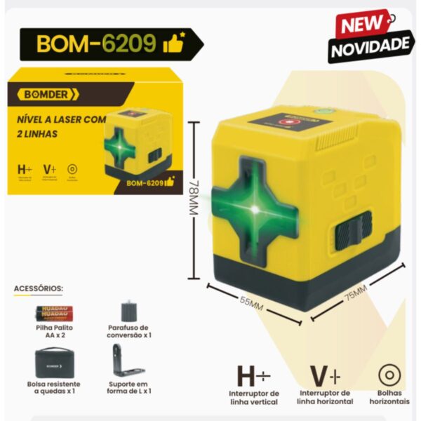 Nível a Laser C/ 2 Linhas Bomder - BOM-6209 - Imagem 2